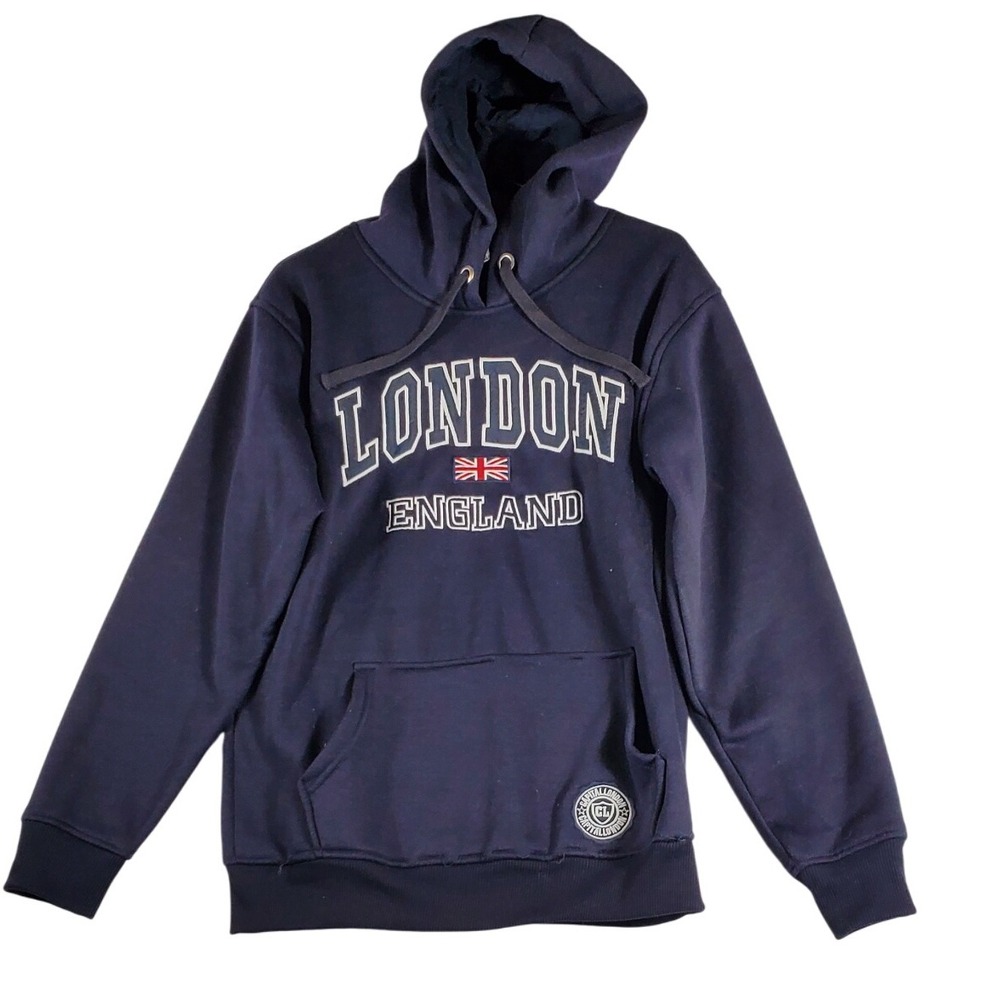 Capital‎ T Shirts Mens Navy Blue London England Graphic Hoodie Sweatshirt Size L